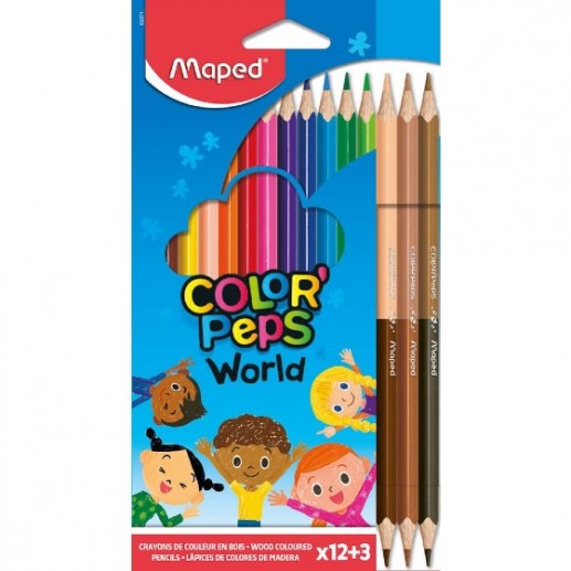 Ξυλομπογιές Maped Color’ Peps “World” 12 + 3 χρώματα 